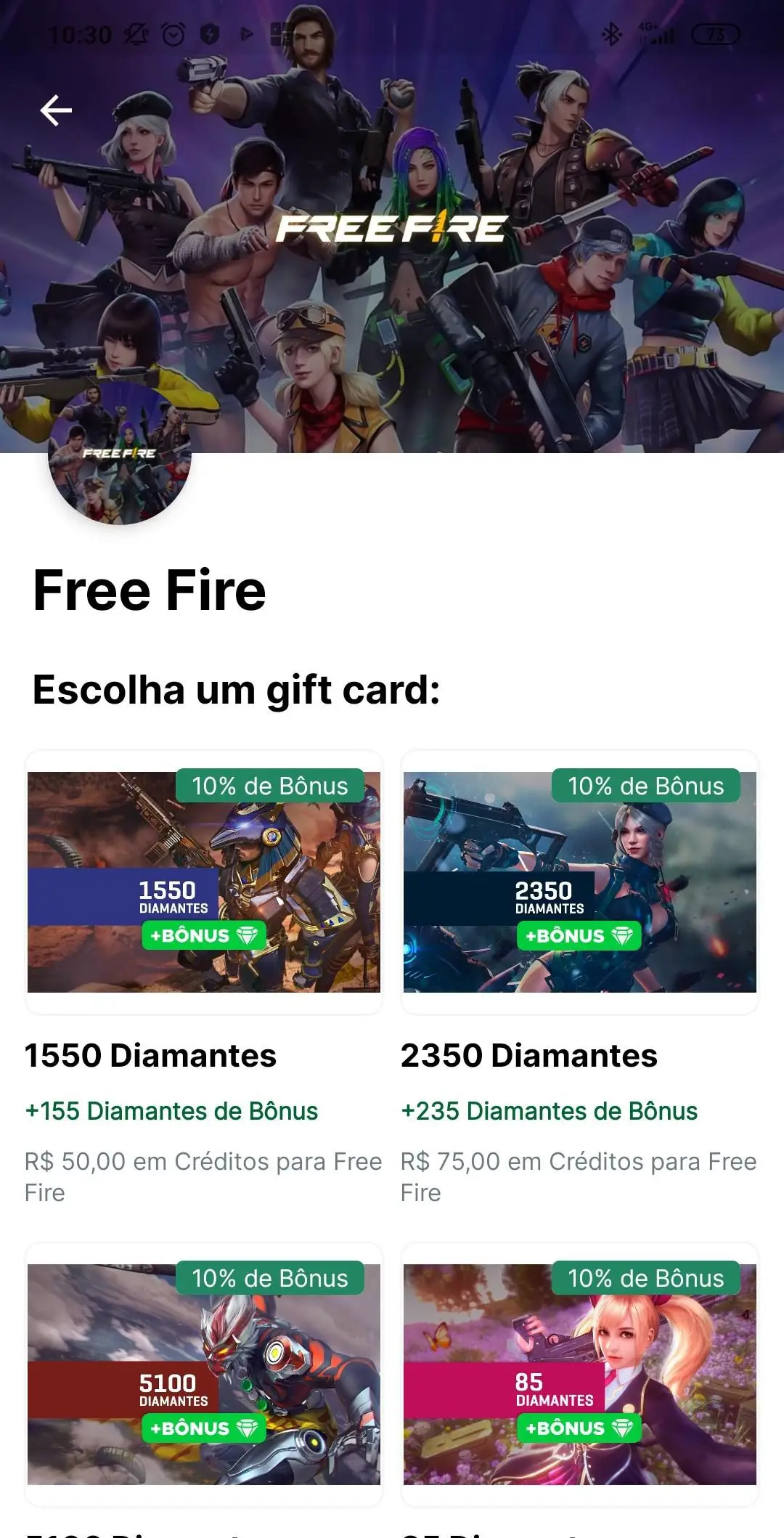 Free Fire 2350 Diamantes + Bônus